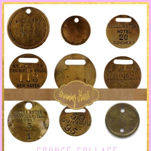 Industrial Vintage Metal Tags / Grunge Collage Sheets to Create an Industrial Feel in Your Scrapbook, Junk Journal, Vintage Collage, Etc