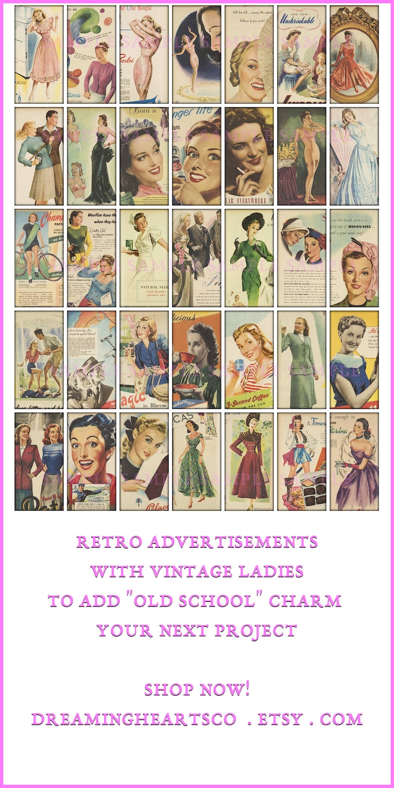 Retro People Ads Digital with Fashionable Vintage Ladies to Add Charm and Sass to Your Junk Journal, Scrapbook, Collage, Decoupage image 1