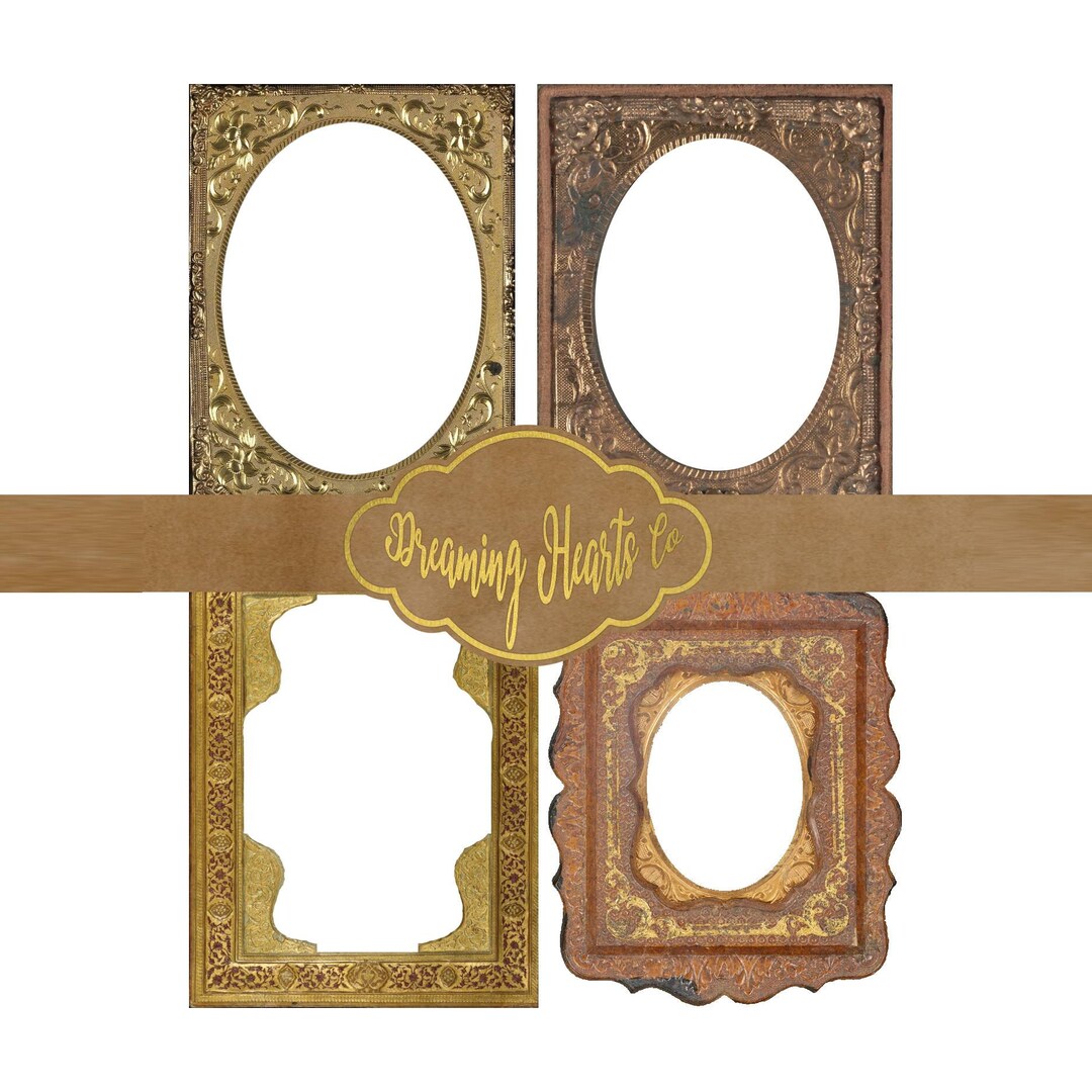 Vintage Metal Frames set of 8 for Your Junk Journal, Scrapbook, Photo