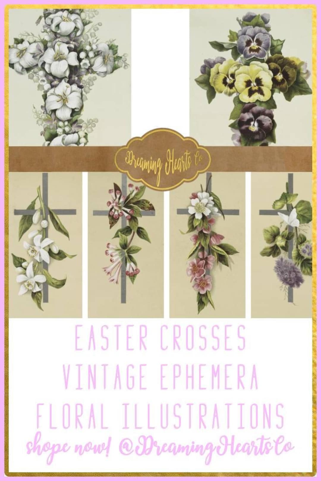 Printable Easter Ephemera Vintage Illustrations Crosses - Etsy