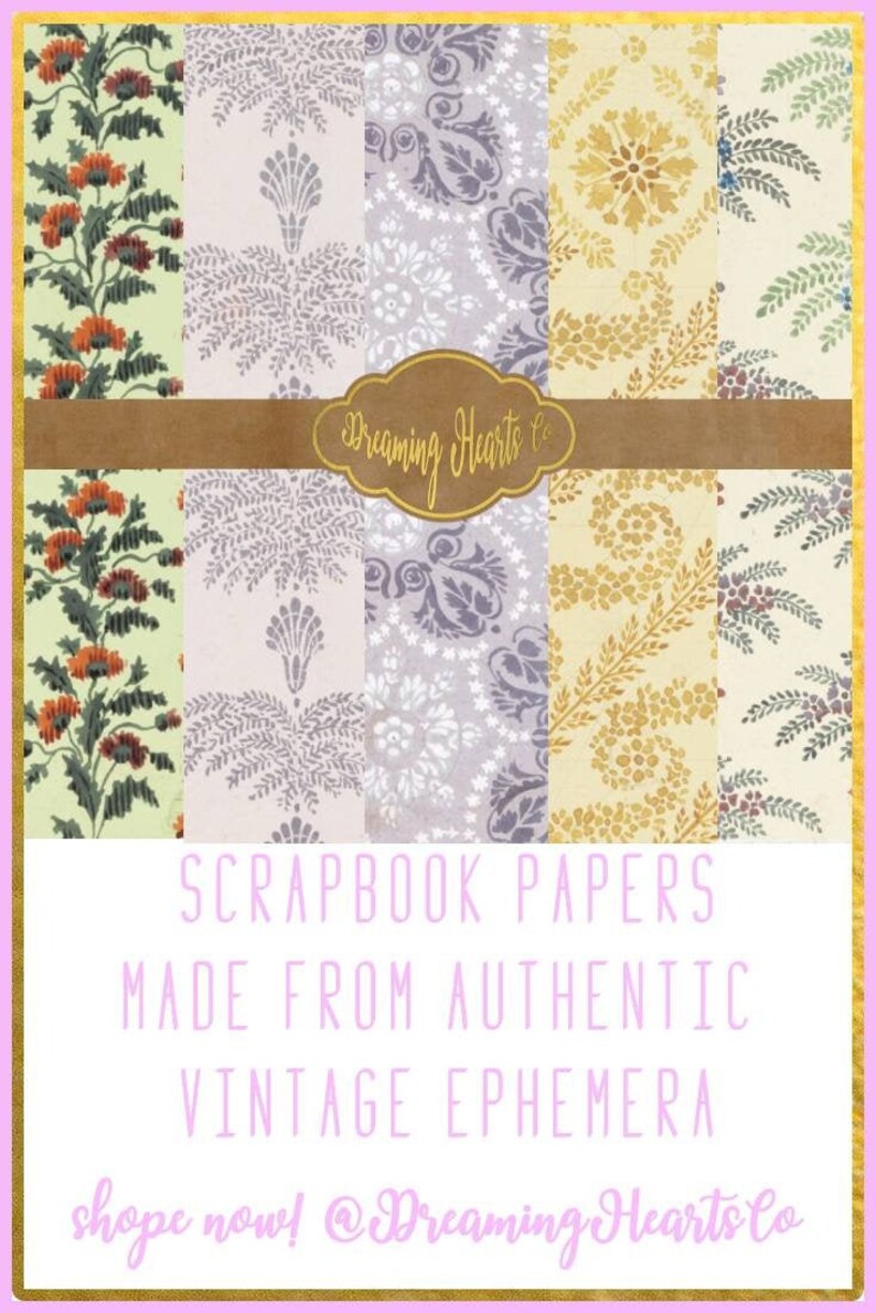 Mixed Vintage Wallpaper Pack Printable Paper For Your Junk Journal, Scrapbook, Handmade Greeting Card, Collage, or any Papercraft image 1