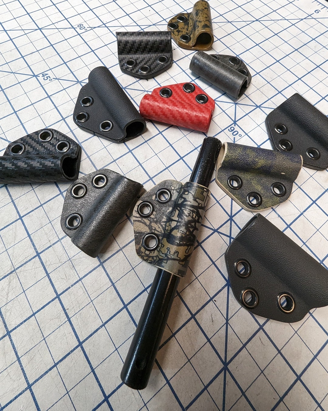 Ferro Rod Holder 1/4 Kydex Ferro Rod Holster 1/4 Kydex Ferro Rod Attachment 1/4 Rod Size Various