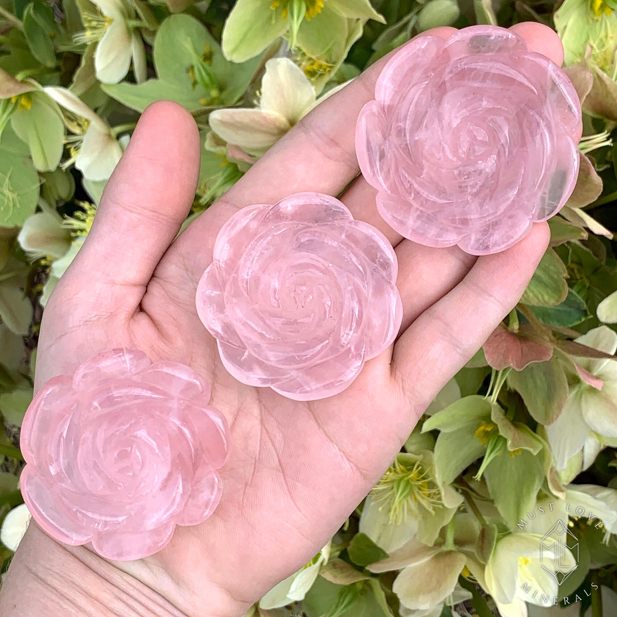 Rose Quartz Flower - Etsy