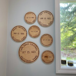 Panneau rond en bois pour passeport du service des parcs nationaux - Vous choisissez votre parc ou monument - Décoration d'intérieur rustique