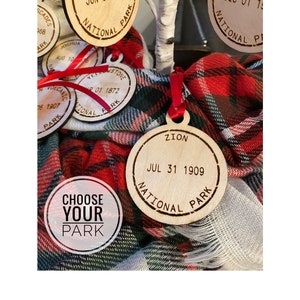National Park Service Stamp Wooden Ornament - You Choose Your Park - Rustic Holiday Decor