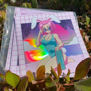 Vaporwave Keyboard Kurumi Holographic Sticker