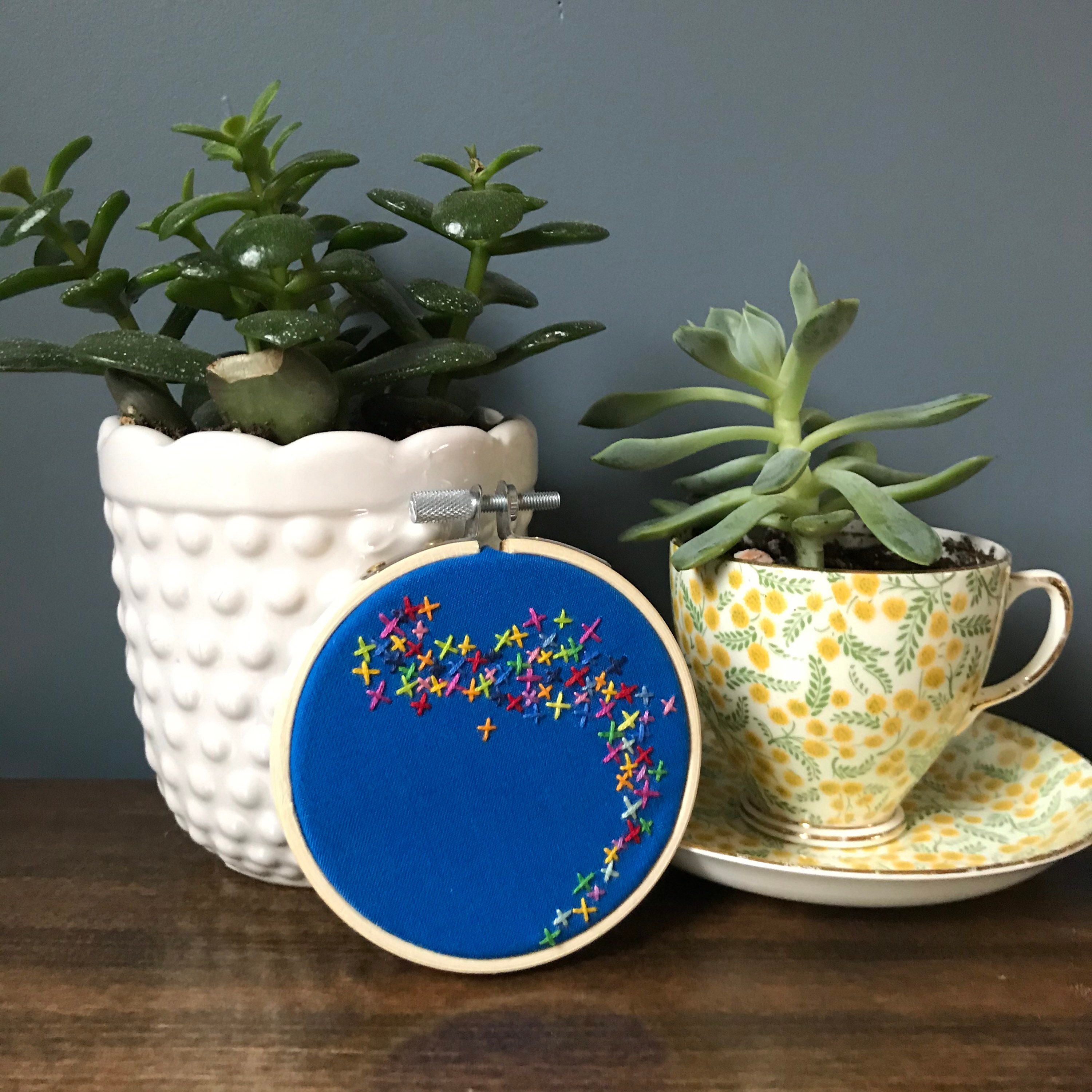 Embroidery Art / Home Decor / Office Art / Cubicle Art / Color Etsy