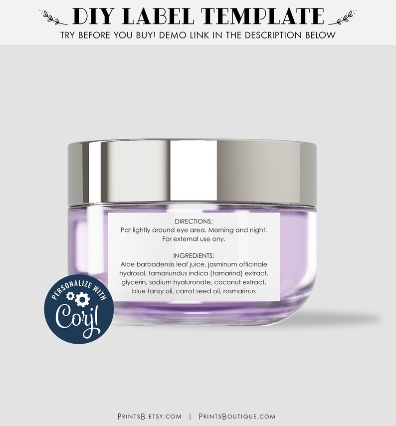 Minimalist Label Template For Face Cream Body Butter Eye | Etsy