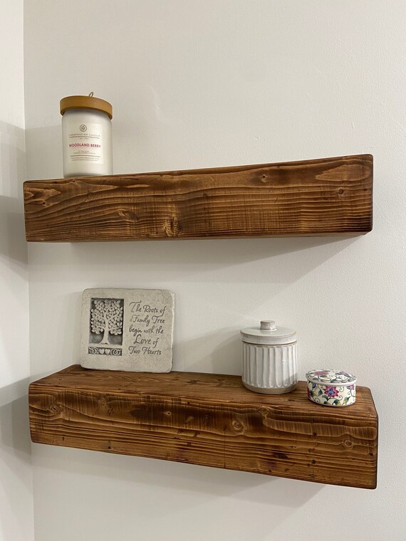 Floating Wood Beam Shelves Etsy UK