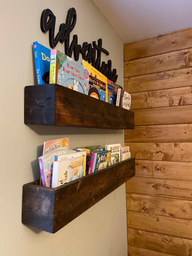 Floating Wood Book Shelves Etsy