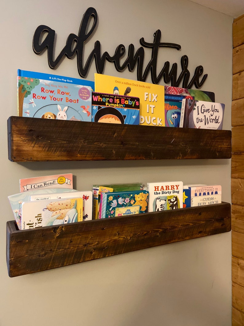 Floating Wood Book Shelves Etsy