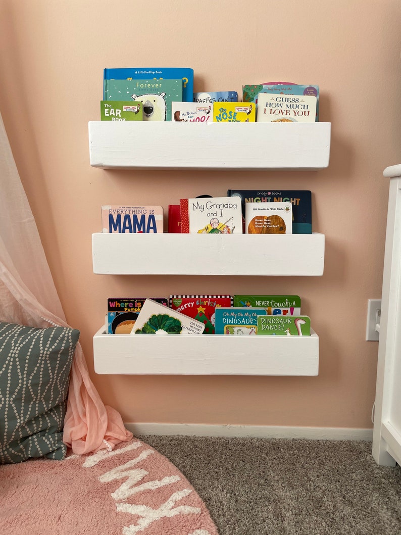 Floating Wood Book Shelves Etsy