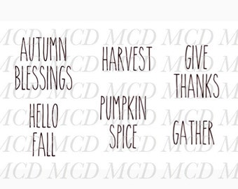 Rae Dunn Inspired 23 Heat Transfer Svg Png Digital Download Cricut Silhouette Vinyl Autumn Fall Words Printing Printmaking Craft Supplies Tools