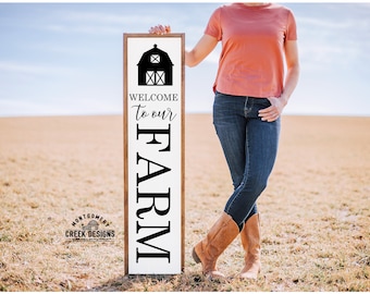 Welcome to our Farm svg, farm cut files, farmhouse svg, front door sign, porch sign, cut files, wood sign files, vertical sign