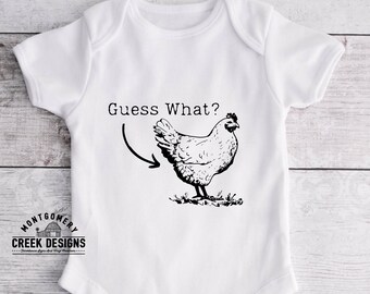 Guess What Chicken Butt png, Funny Chicken Png, Onesie Png, Farm Baby Png, Kids Shirt PNG, Hen,