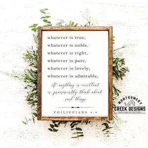 Whatever is true, Philippians Bible Verse SVG, Christian Scripture Cut File, Bible Verse Cricut File