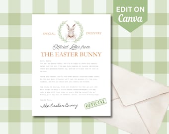 PRINTABLE - Official Easter Bunny Letter, Editable Personalized Letter From The Easter Bunny, Easter Printables for Kids,