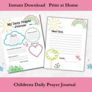 Diario de oración infantil imprimible, diario de gratitud para niños, actividad de oración para niños, imprimible cristiano para niños, educación en el hogar, EBV