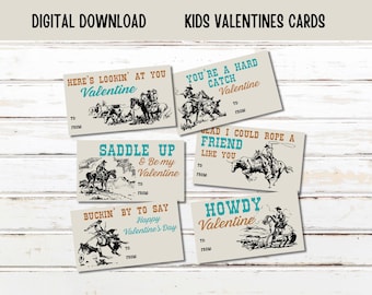 Vintage Cowboy Western Valentine&#39;s Day Cards, Cowboy Valentines, Western School Valentines Cards, Kids Cowboy Valentines, Valentines Tags