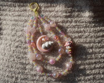 Llavero con forma de luna celestial, atrapaestrellas, dimoo de pelo de nube, hecho a mano