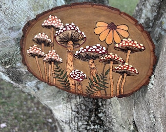 Placa de hongo pirograbado: arte de follaje pirograbado