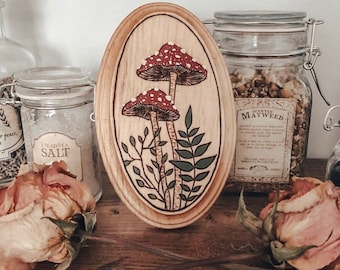 Placa de hongo pirograbado: arte de follaje pirograbado