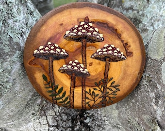 Placa de hongo pirograbado: arte de follaje pirograbado