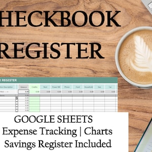 Digital Checkbook Register / Ledger, Includes Savings, Charts, Google Sheets Spreadsheet / Budget Tracker