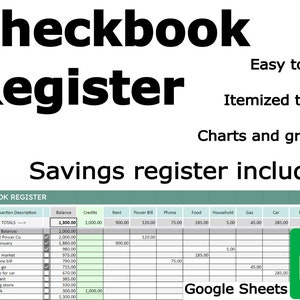 Digitaal chequeboekregister / grootboek, inclusief spaargeld, grafieken, Google Spreadsheets-spreadsheet / budgettracker