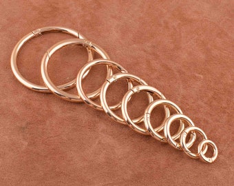 6x Retro Red Copper Spring Snap Clip Hook Keychain Keyring Circle Carabiner