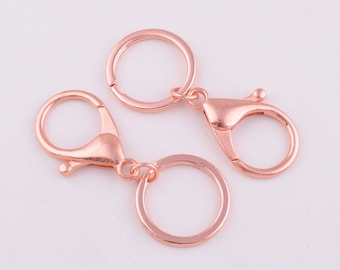 Swivel Clasps 15pcs Key Chain Rings with Large Lobster Clasp,rose gold Snap Clip Hook,start swivel clasps keychain ring charm for bag/purse