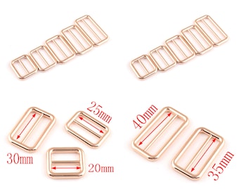 20mm 25mm 30mm 35mm 40mm Pale Gold  slide buckle Rectangle buckle adjustable rectangle buckles for bag strap findings 6pcs