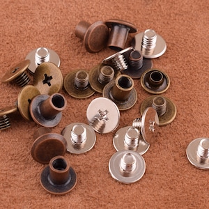 Three kinds of color, Screw Rivets 30 sets 7*10 mm Metal Button Screw back Studs Screw Studs for Bag/ Belt Leather Craft screw studs