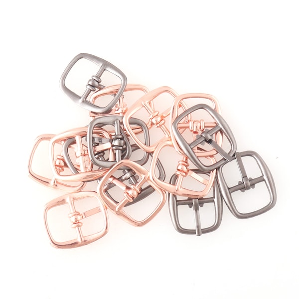 40 Pcs 13mm Gunmetal Rose Gold Center Bar buckle Single Prong Strap Min Pin buckle for Shoes Bags Sewing Purse Diy Making Leather Crafts