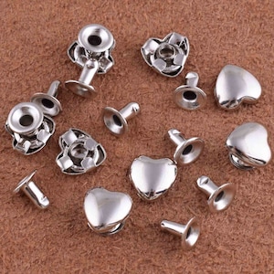 heart shape Leather Rapid Rivets,silver Rivets and Studs 8*6mm Rapid Rivet Punk Rock Leathercraft Rivet for Fabric/leather/diy making