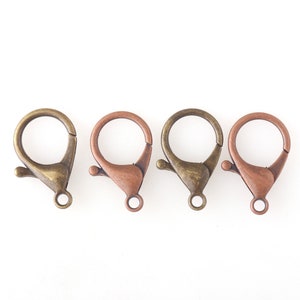 antique bronze brass Lobster Clasp Metal Snap Claw Trigger Hook Push Gate Swivel Lanyard Hook for Key Ring Bag Handbag Purse 34mm*6mm 6 Pcs