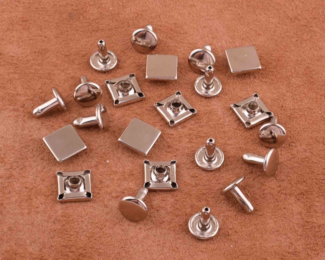 Silver Square Rivets for Leather-50sets 10mm Small Bronze Cap Rivet ...