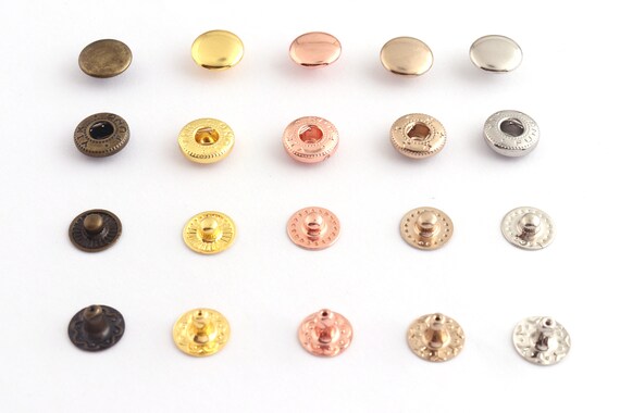 Metal Leather Snap Buttons 12mm Spring Snap Fasteners Kit Press Studs  Clothing Snaps Button Clothing Canvas Leather Craft Sewing 20/50 Sets 
