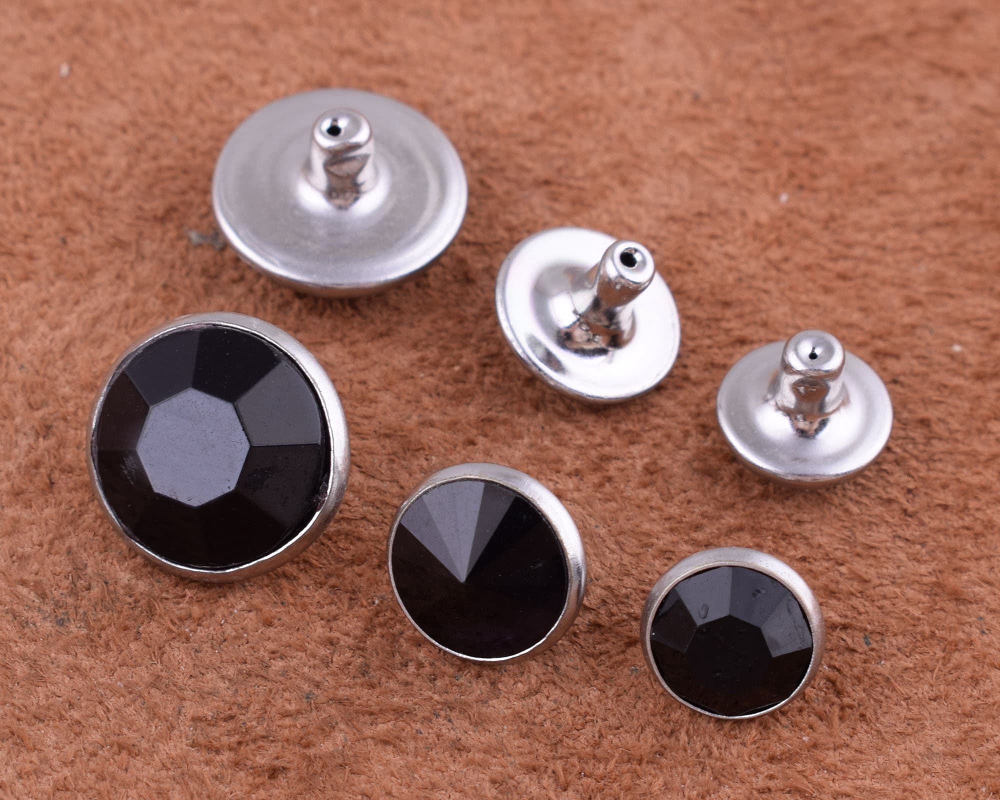 Buy Glass Rhinestone Rivets Leather Rapid Rivets Black Double Cap Rivets  9-13mm Rivets Bulk Glass Rivets for Fabric/clothing/leather Online in India  