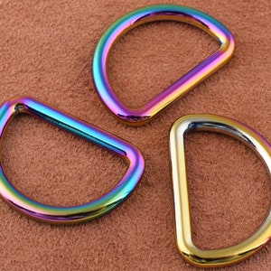 6pcs Rainbow D rings 25mm Metal/Alloy D Ring Belt Buckle Purse Loop Bag Clasp Leather Craft Accessories Webbing Hardware