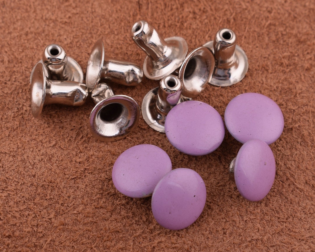 Purple Rivet Studs Rivets 100sets 7*8mm Purple Rivets Metal Button Double Head ...