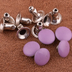 Studs Rivets 100sets 7*8mm purple Rivets Metal Button Double Head Rivets Purse Notions Studs for Bag/ Belt/clothes