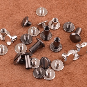 silver/black Screw Rivets 30 sets 8*10/11*10 mm two kinds of size, Metal Button Screw back Studs for Bag/Belt Leather Craft screw studs