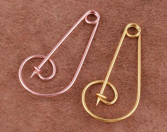 Gold/Rose Gold Safety Pins Kilt Pins Brooch,Safety Pin Jewelry 56*27mm Safety Pin Brooch Pendant Connector for clothes/price tag/diy making