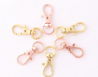 Swivel Lobster Clasp Trigger Snap Hook Claw Clasp Key hook Swivel  Gold Rose Gold Strap hook for bag purse spring hook  9mm 10pcs