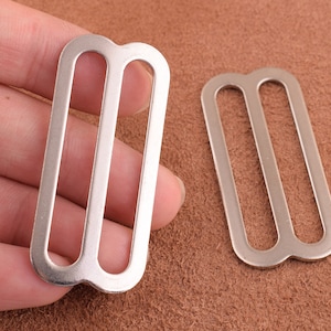 silver Adjuster Buckle 20pcs 40mm Metal Slide Belt Buckle Tri Bar Buckles Strap Flat Buckle Adjuster Slider Buckle Bag Handware