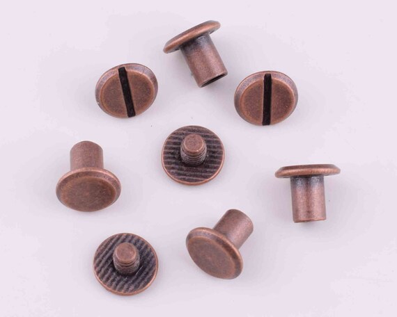 10Pcs Rundkopf Nieten Nieten Schrauben zurück Leder Handwerk Ring