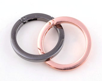 Alloy Metal Rose Gold Spring gate ring Gunmetal spring hook Flat O Rings for bag purse key diy making supplies 2 PCS