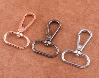 Ganchos giratorios plata / pistola negro / oro rosa Swivel Clasp 25MM Lanyard Clips Al por mayor hallazgos hardware para cordones Correas 4 Piezas