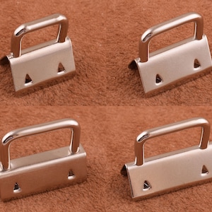 Key Fobs Hardware 20pcs Ribbon End Crimps Key Ring Key Chains Key Lanyard Metal Key Wristlet Key Strap Webbing Key Fobs for webbing/fabric